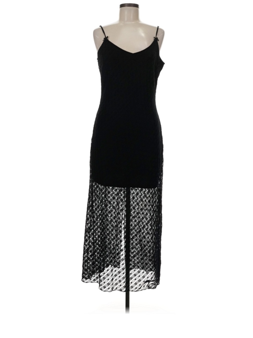 Black Lace Slip Dress with Sheer